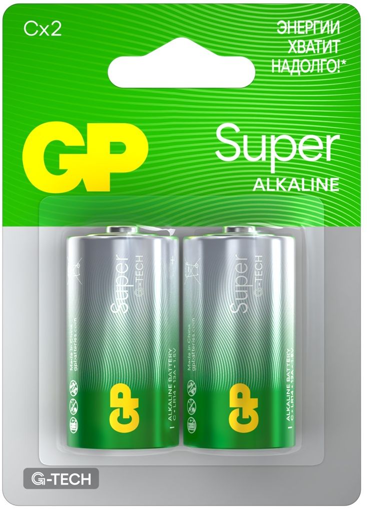 GP - Батарейка Superalkaline LR14 14A (2шт. на блистере) /10 /80