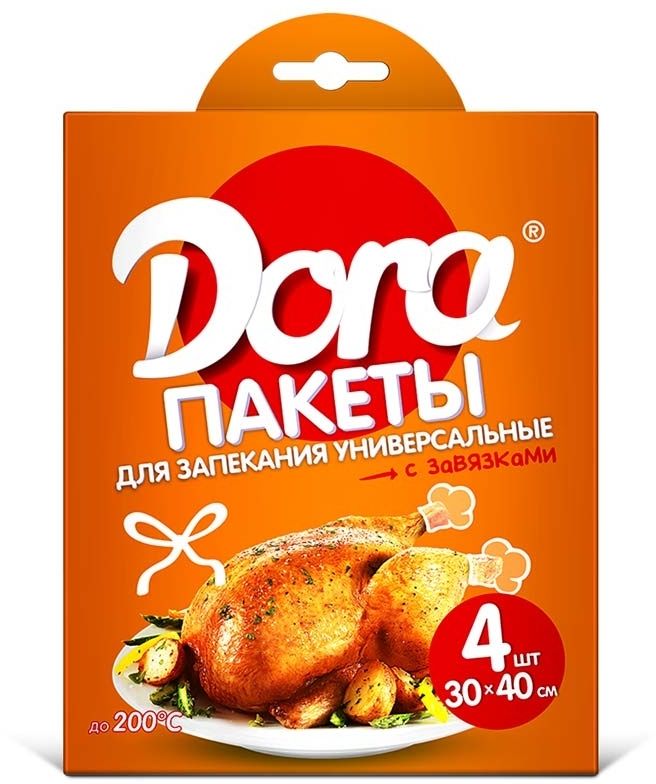 DORA - Пакеты для запекания "Универсальные" с завязками, 30х40см, 4шт /60
