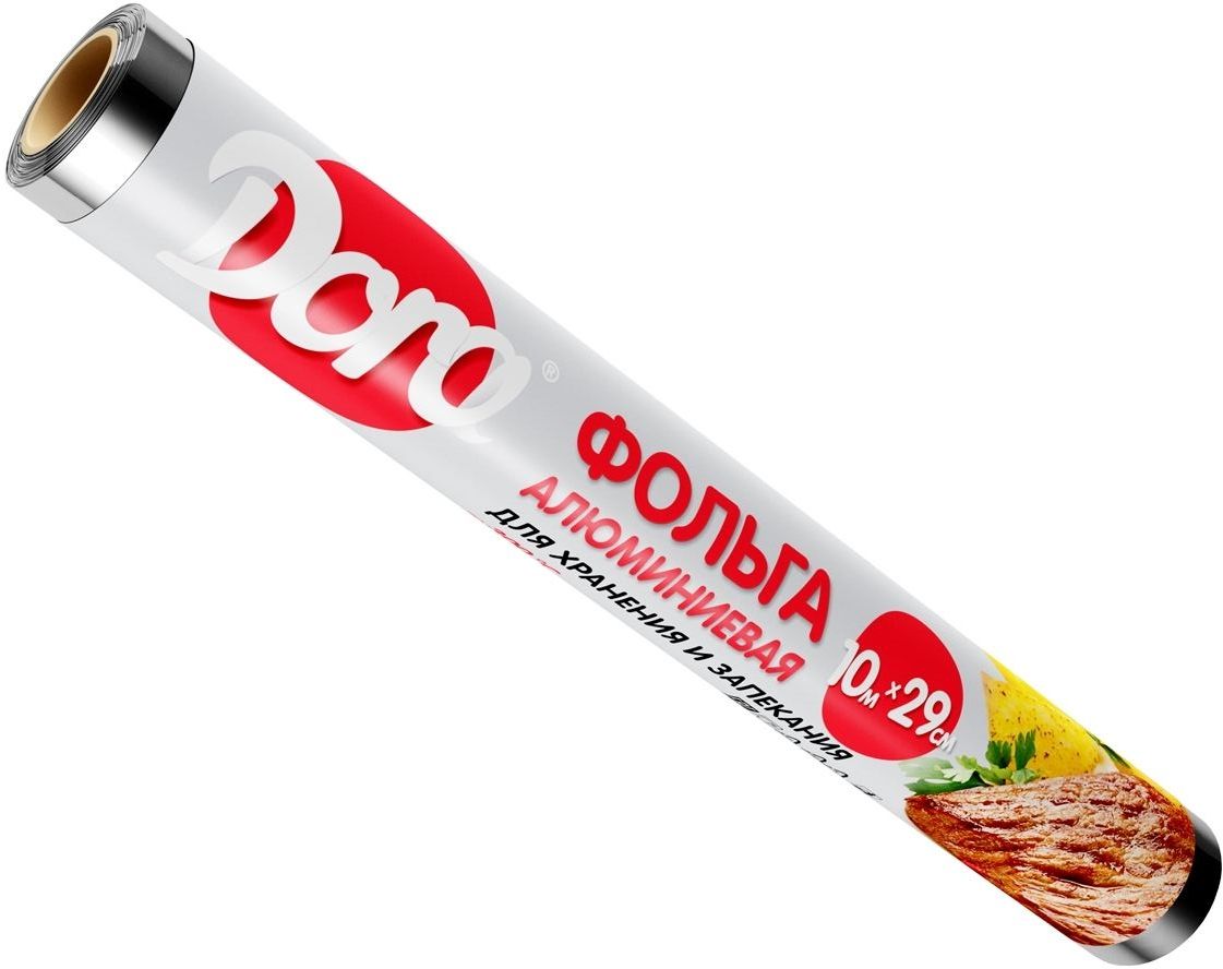 DORA - Фольга алюминиевая для хранения и приготовления пищи, 10м х 29см /50